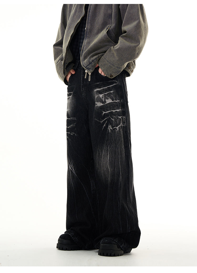 Unisex washed wide leg jeans - Streetwear style