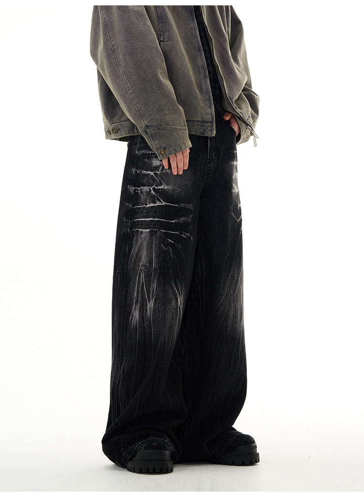 Unisex washed wide leg jeans - Streetwear style