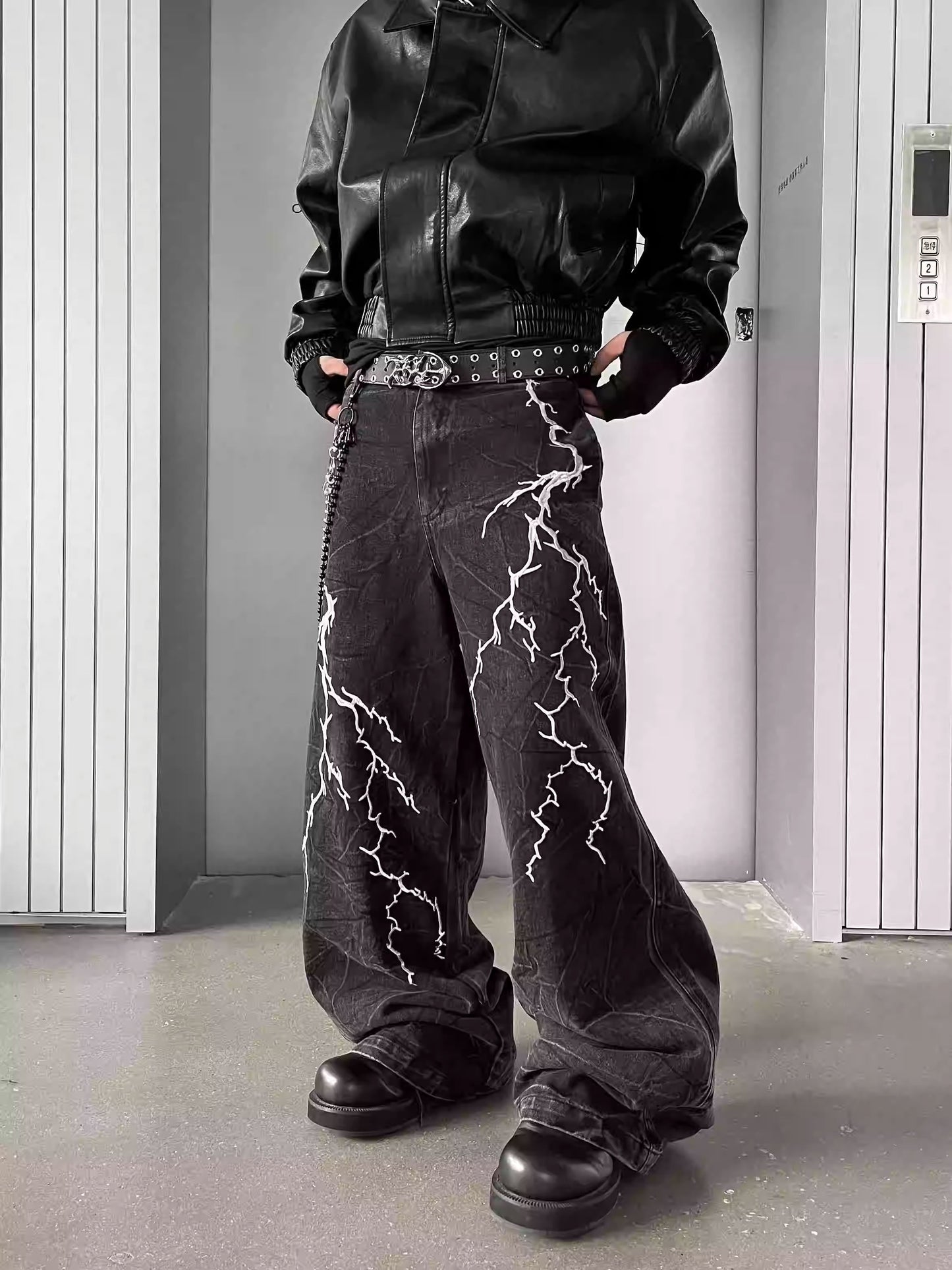 A LITTLE WIDE TROUSER THUNDER EMBROIDERED STREETWEAR