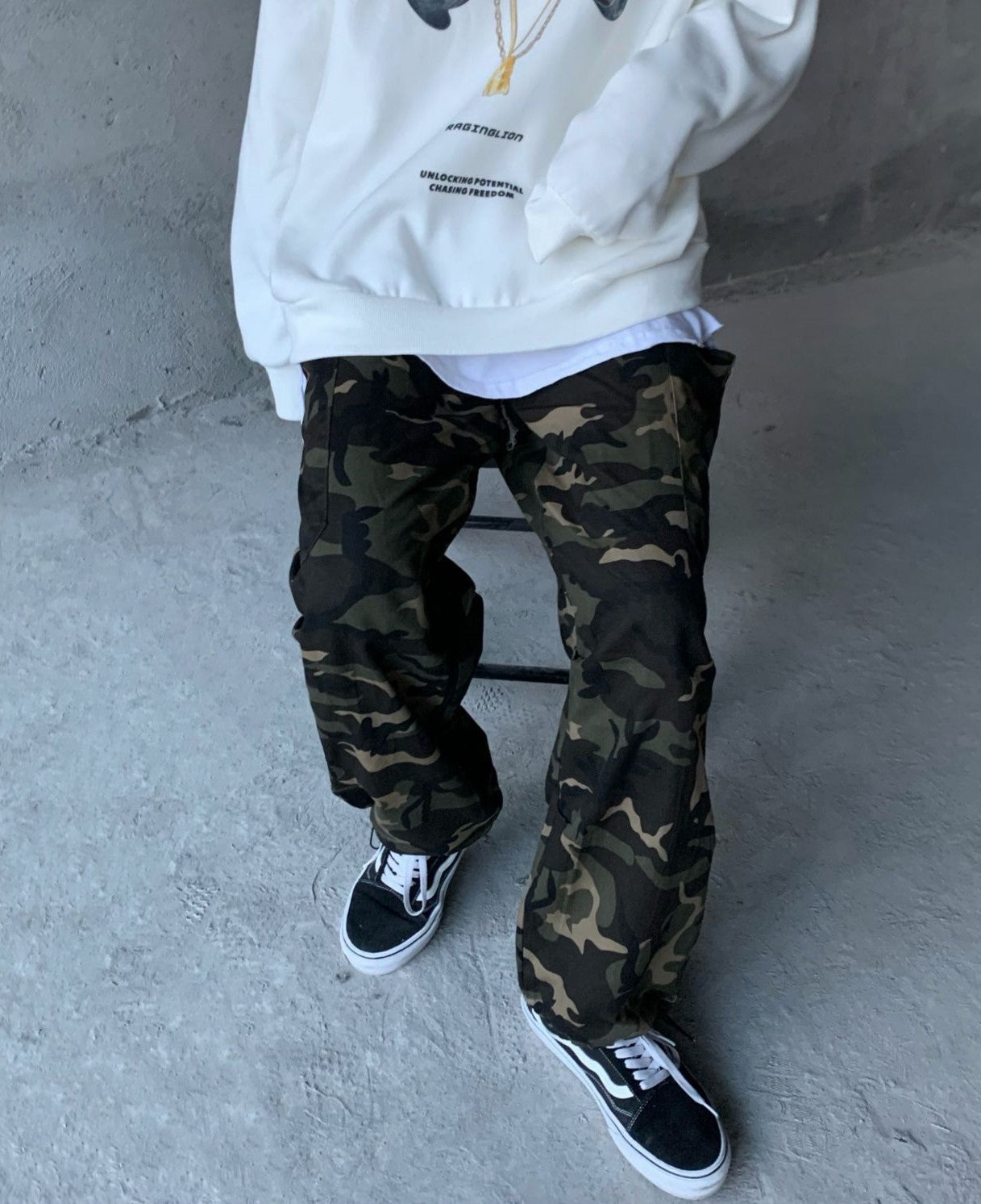 ELASTIC CAMO WAIST PANTS, JOGGER PANTS, STREETWEAR DAILY USE