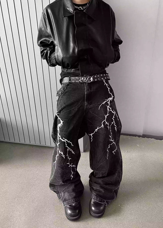 A LITTLE WIDE TROUSER THUNDER EMBROIDERED STREETWEAR