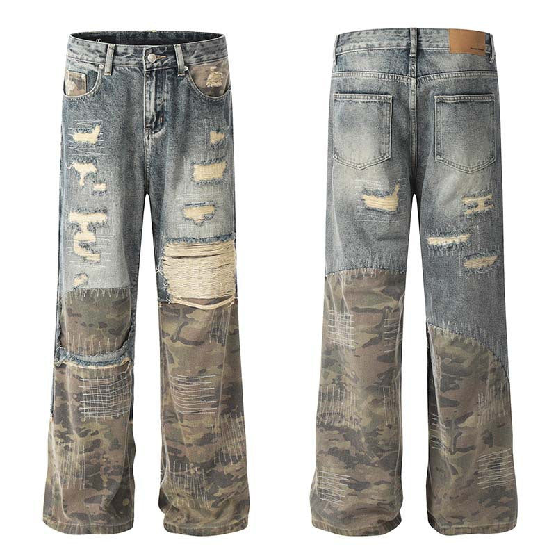 RIPPED CAMO UNISEX JEAN PANTS